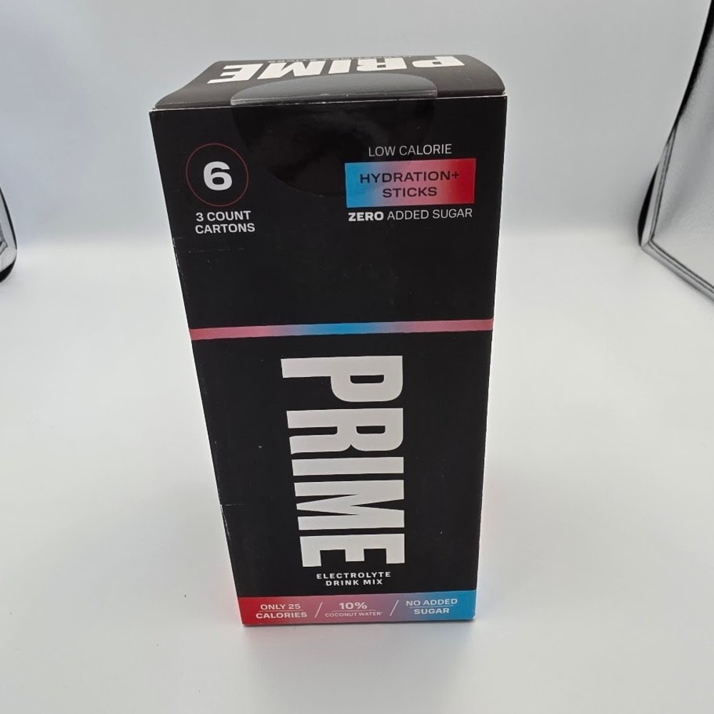 PRIME Hydration Sticks Electrolyte Drink Mix Low‎ Calorie Zero Sugar 18 in box